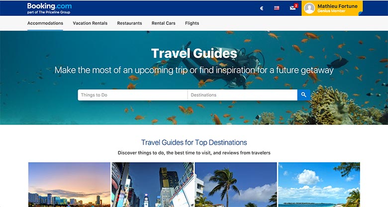 Booking.com destinations website