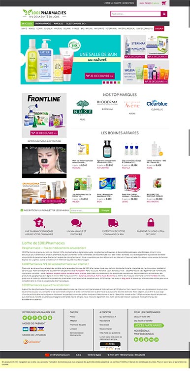 Screenshot Précédent page d'acceuil 1001pharmacies.com