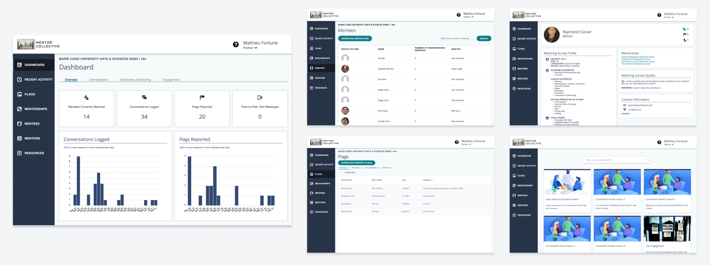 Screenshot showcasing user interfaces of the initial partner experience