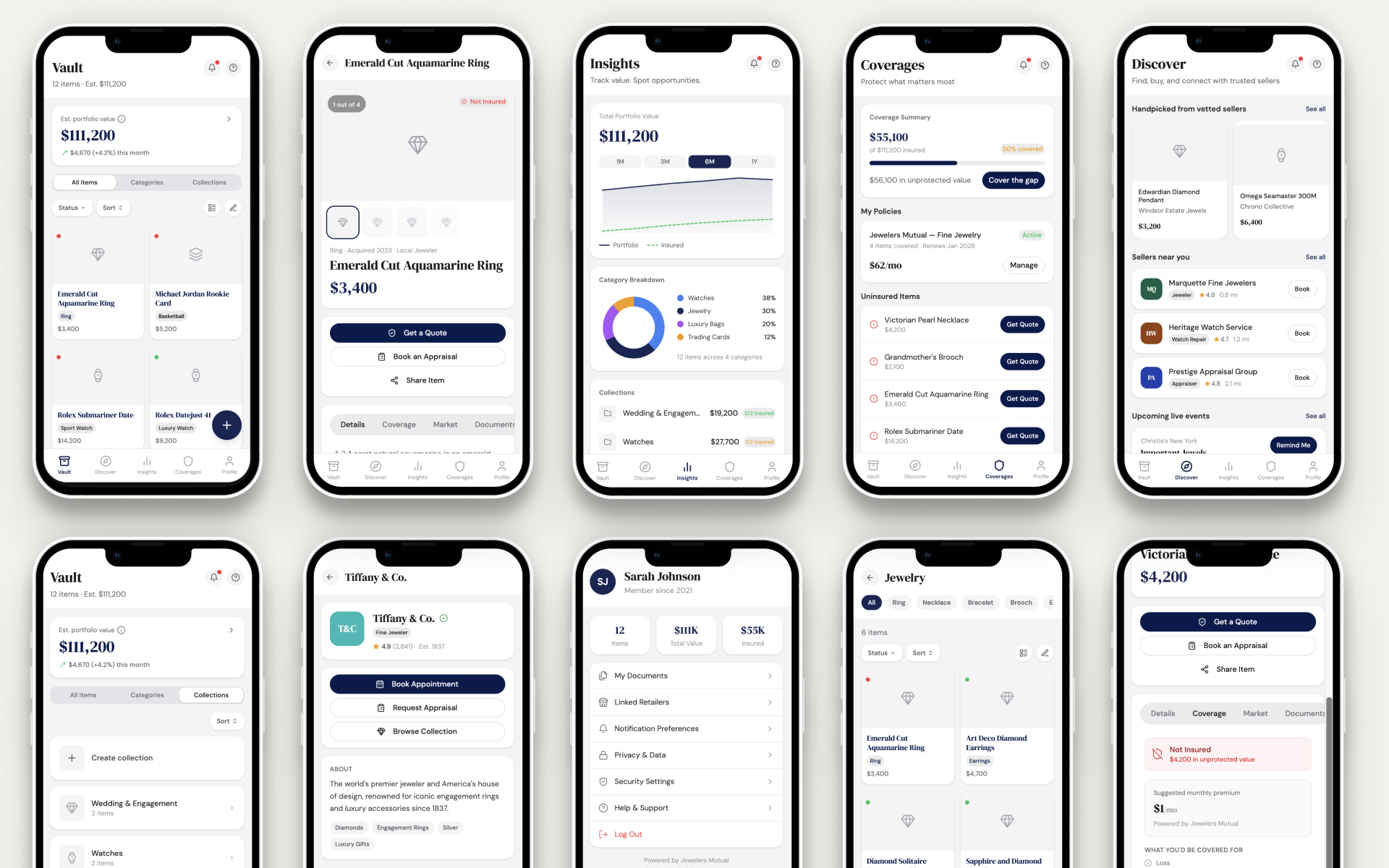 Final mobile prototype screens