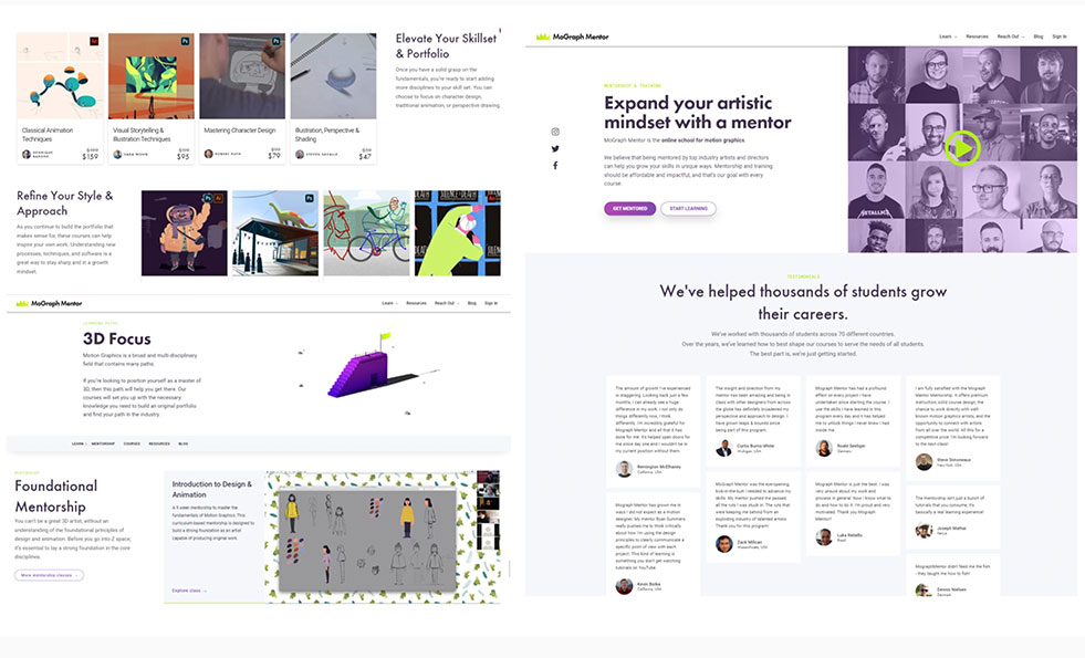 Various website screenshot